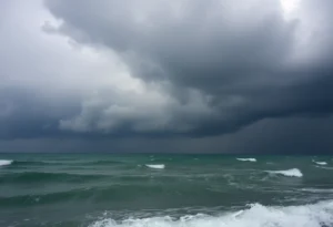 Dark clouds indicating a tropical storm approaching Florida
