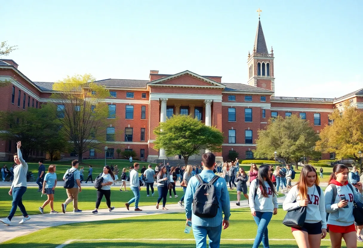 Winthrop University campus with students participating in academics and sports