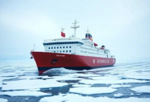 Chinese icebreaker Xue Long 2 navigating Arctic waters near Alaska