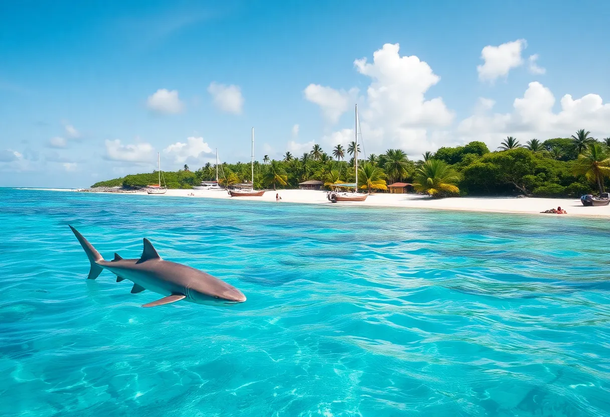 Beautiful Bahamian beach with crystal clear waters