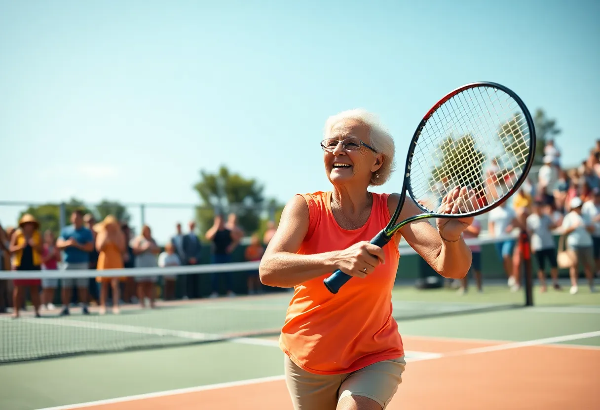 Carolina Blouin playing tennis on a sunny court