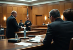Courtroom scene during a drug trafficking sentencing