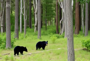 Black bears in Florida forest