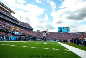 Hough Huskies celebrating a touchdown at Bank of America Stadium