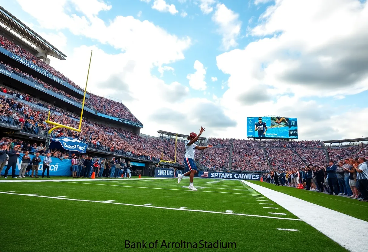 Hough Huskies celebrating a touchdown at Bank of America Stadium