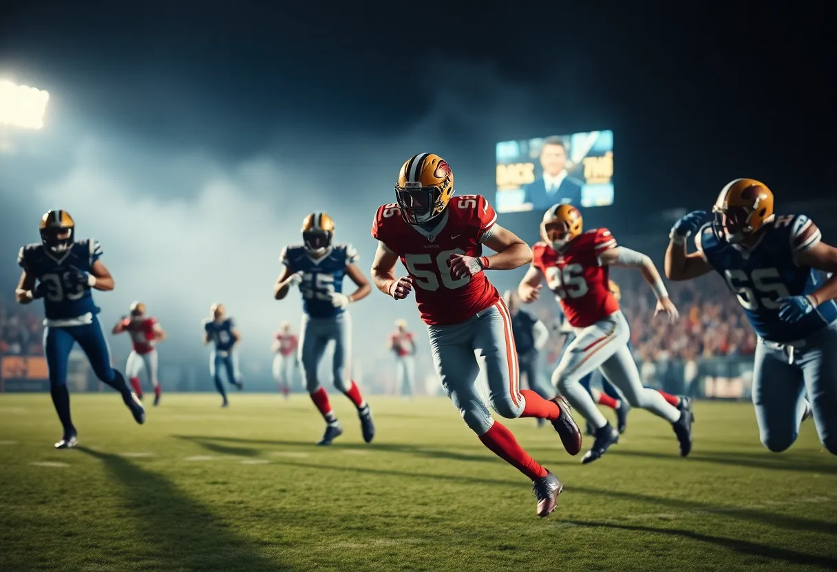 Football players in action during the game between Hough and South Pointe.