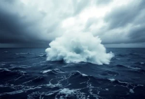 Visual representation of Hurricane Erin as it strengthens over the ocean.