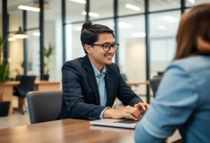 Professional using live chat to assist customers