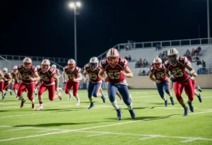 Players from Northwestern Trojans celebrating their win against Spartanburg