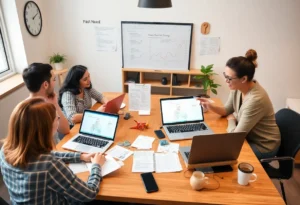 Marketing team strategizing for a paid advertising campaign.