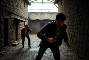 Illustration of a prison escape scene