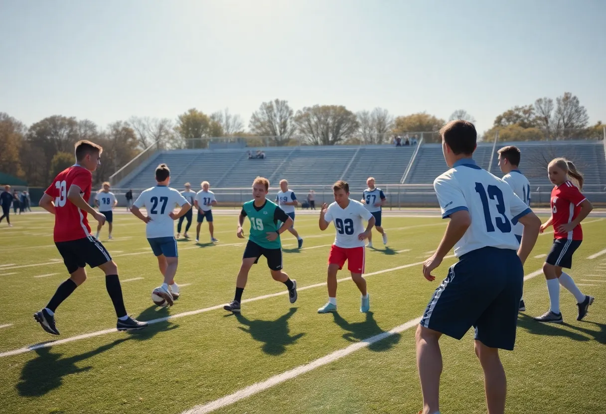 Football practice at Rock Hill High School