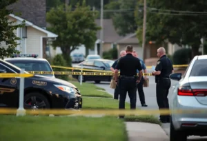 Police officers investigating a shooting scene in Rock Hill, SC
