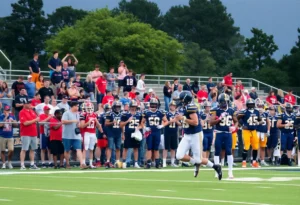 Fans and players at a South Carolina high school football game