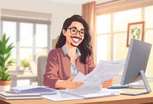 Small business owner navigating tax forms with TaxBandits e-book