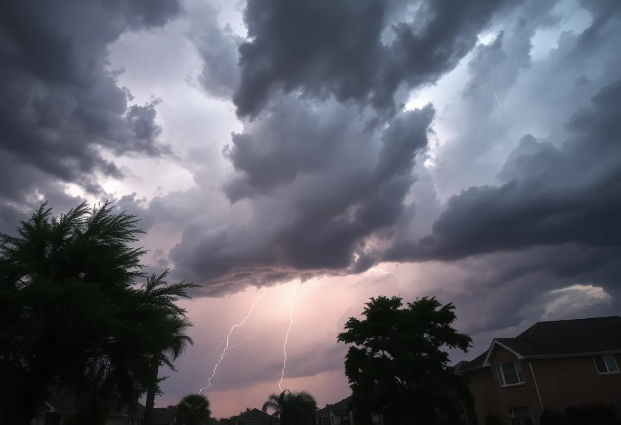 Dark clouds and lightning over Greater Oconee area