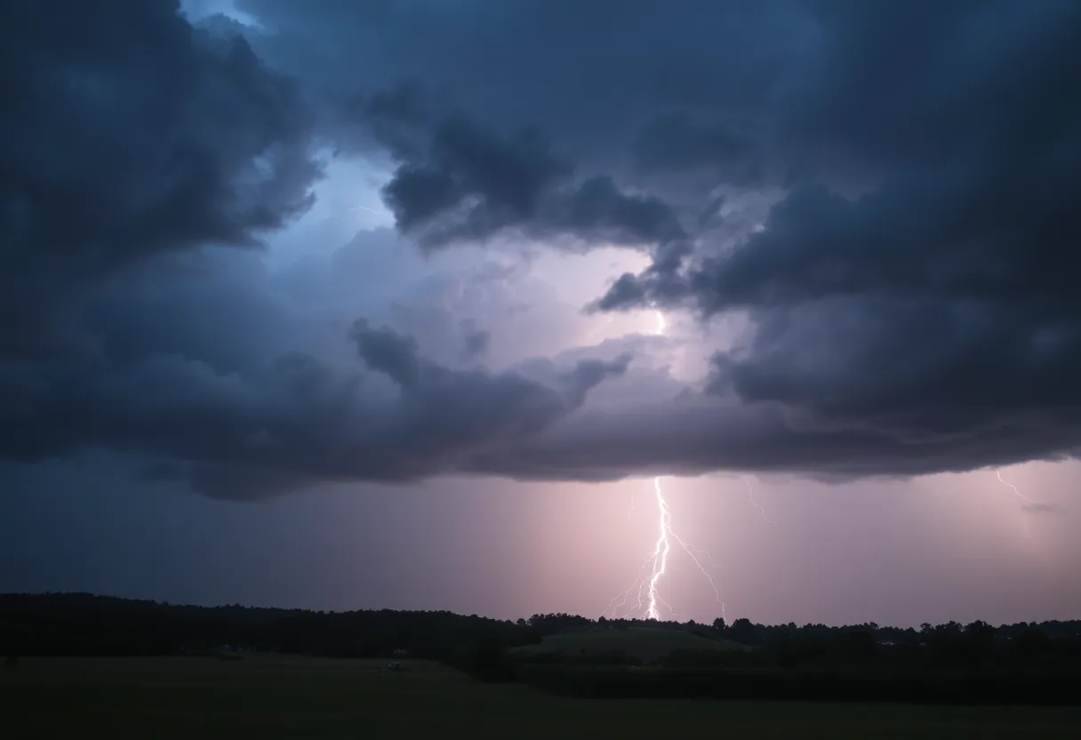 Thunderstorm clouds over Upstate South Carolina