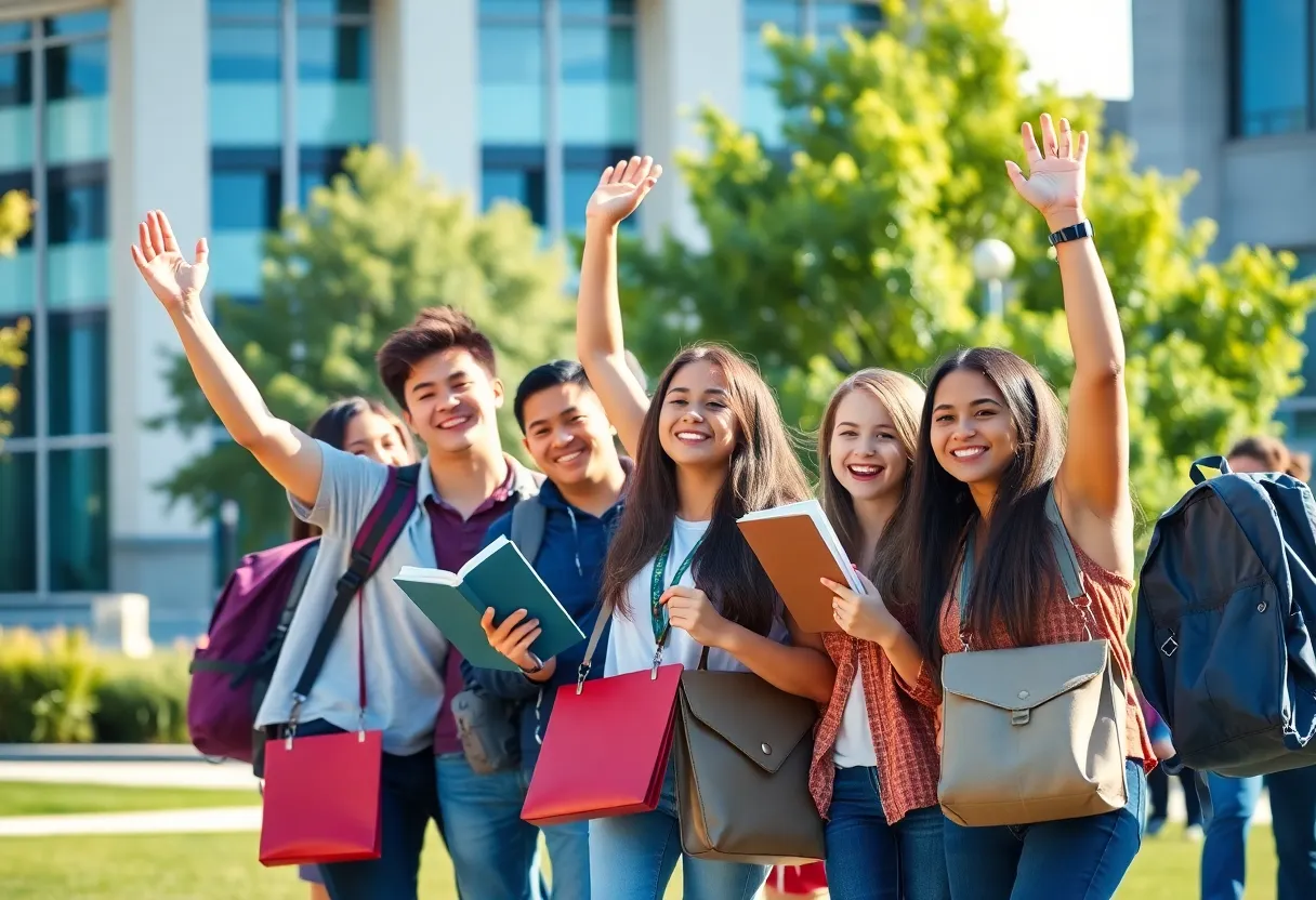Students celebrating scholarship opportunities at Winthrop University