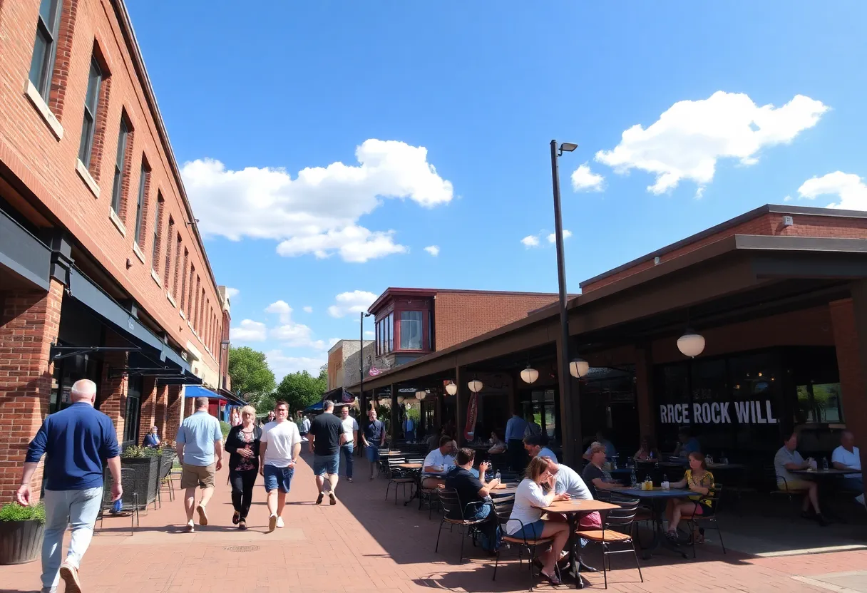 Outdoor scene in Rock Hill with sunny weather and people enjoying activities.