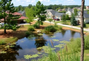 Residential area in Rock Hill showcasing water sources
