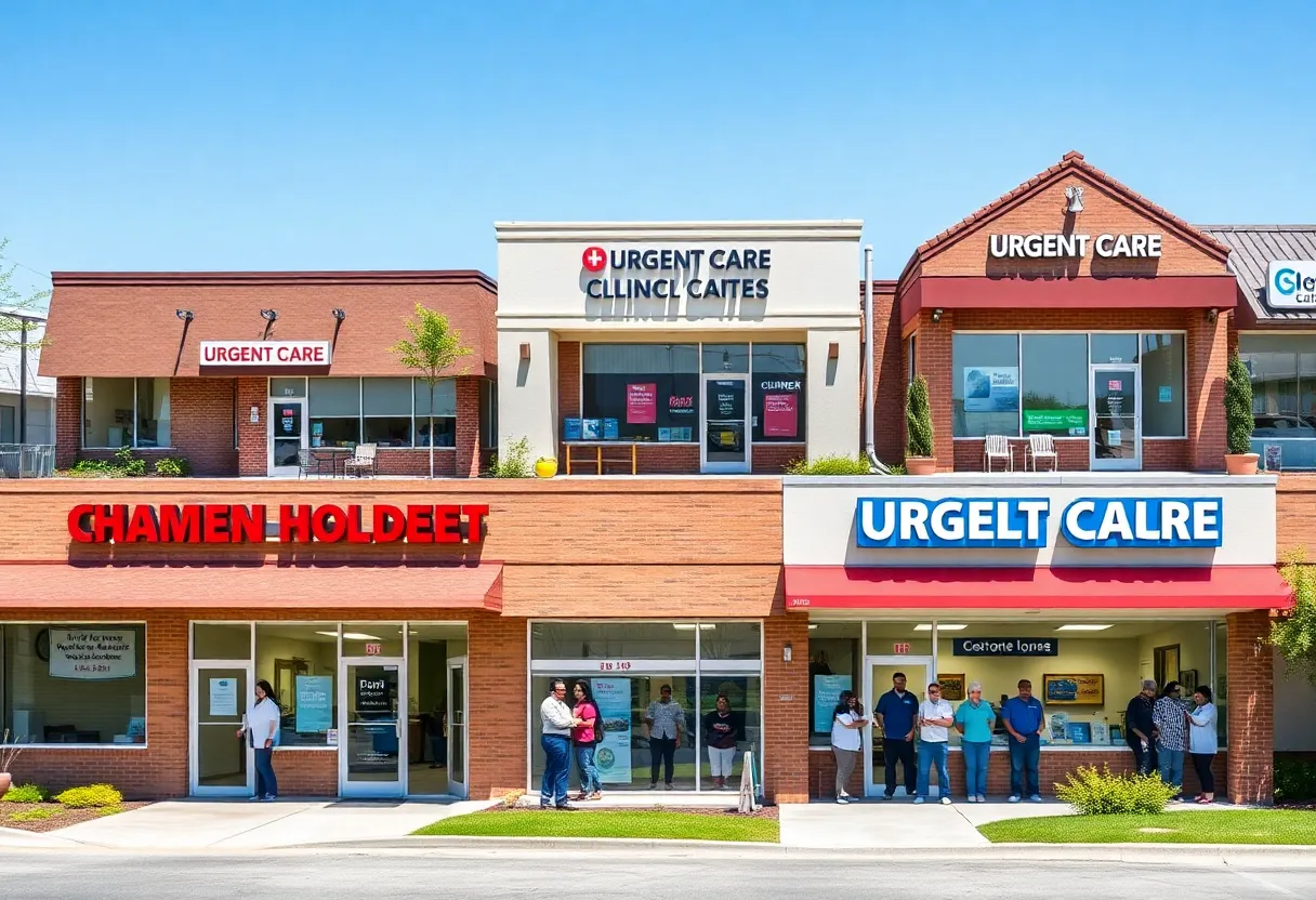 Collage of urgent care clinics with staff assisting patients in Rock Hill