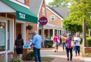Overview of tax services in Rock Hill, SC with people interacting in a friendly environment.