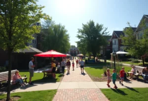 Families in a park in Rock Hill neighborhood