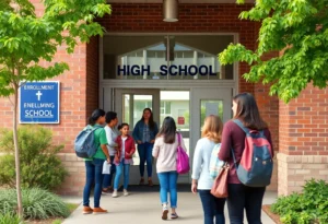 Students and parents at Rock Hill High School enrollment