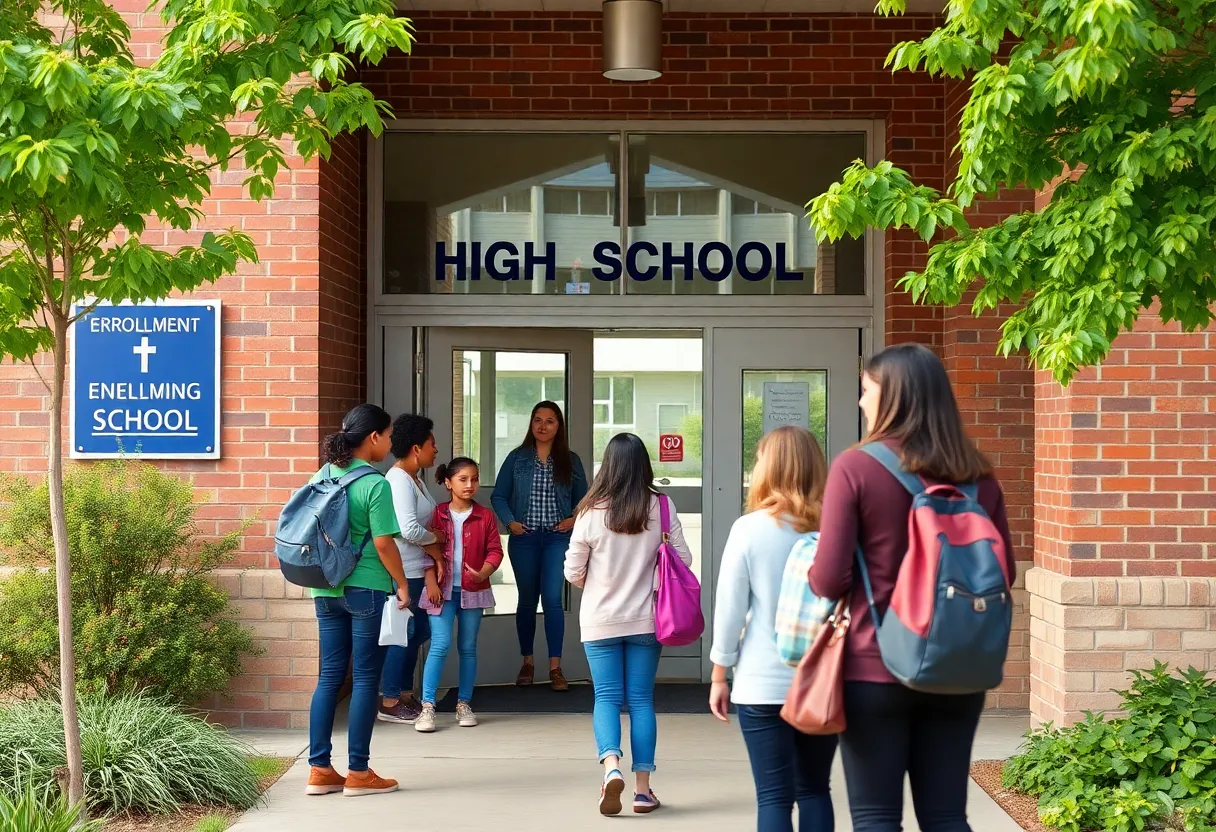 Students and parents at Rock Hill High School enrollment