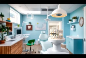 Interior of a dental clinic in Rock Hill with focus on crowns.