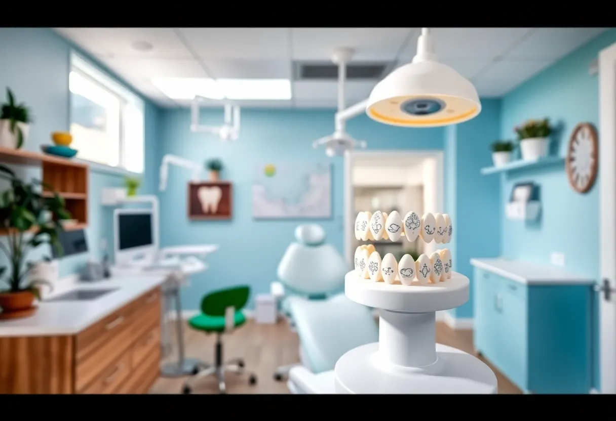 Interior of a dental clinic in Rock Hill with focus on crowns.
