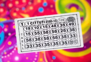 A bright and colorful representation of a lottery ticket.