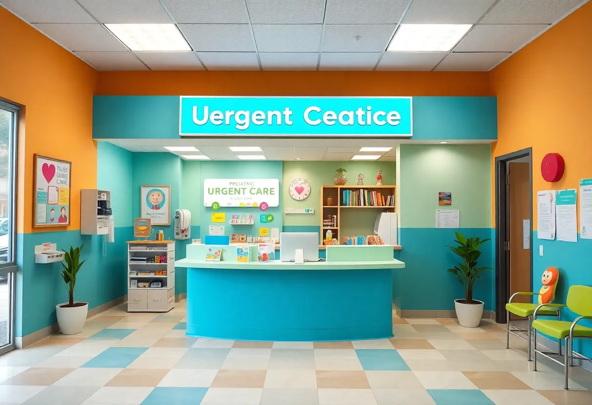 Interior of a pediatric urgent care center with cheerful decor for children