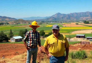 Visual representation of California's economy supported by immigrant labor in agriculture and construction.