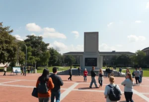 A memorial plaza at a public university dedicated to Charlie Kirk.