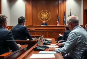 Courtroom scene during a trial