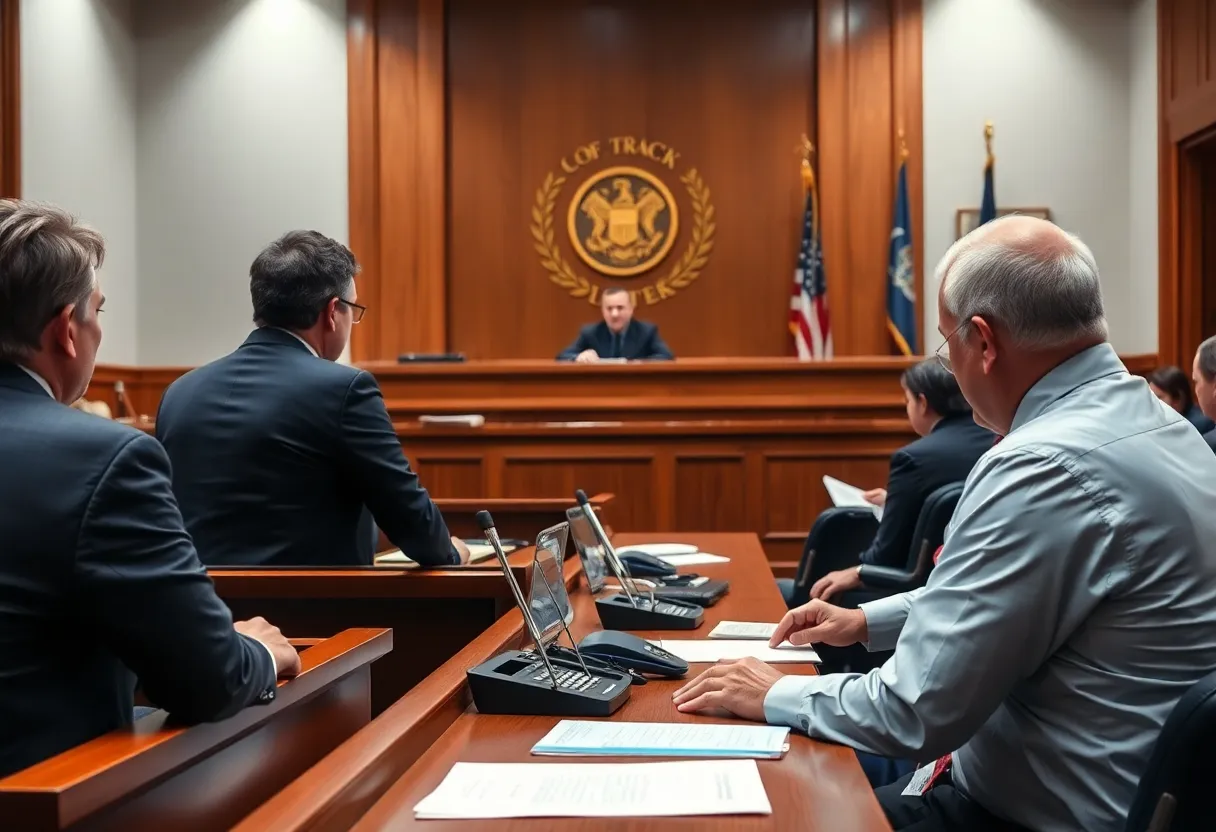 Courtroom scene during a trial