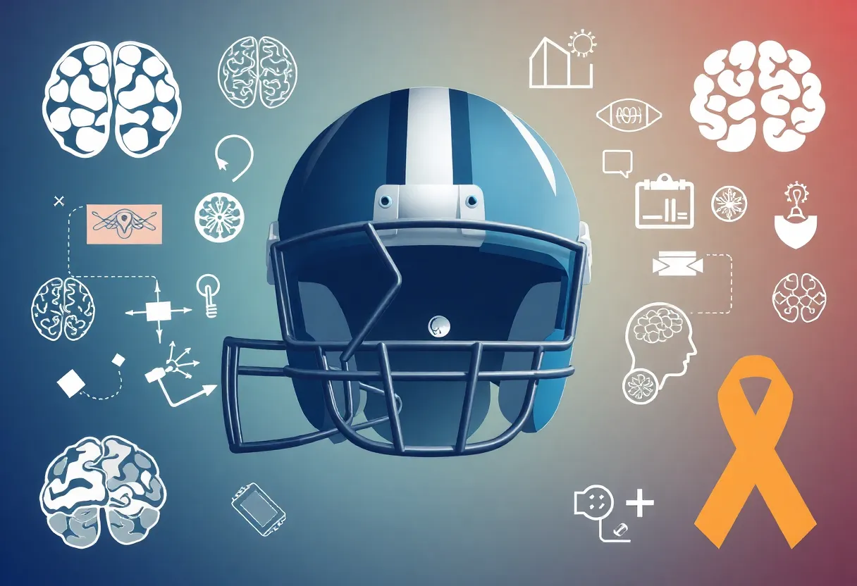 Illustration representing chronic traumatic encephalopathy awareness in sports.