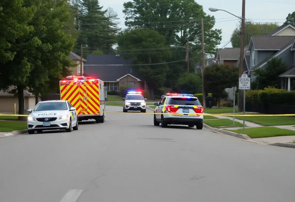 Police vehicles at a domestic incident scene in Springettsbury Township