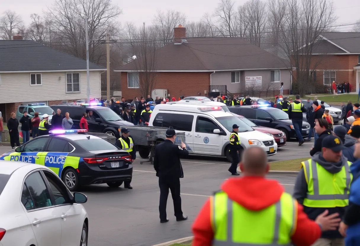 Police managing a parking lot during a football game