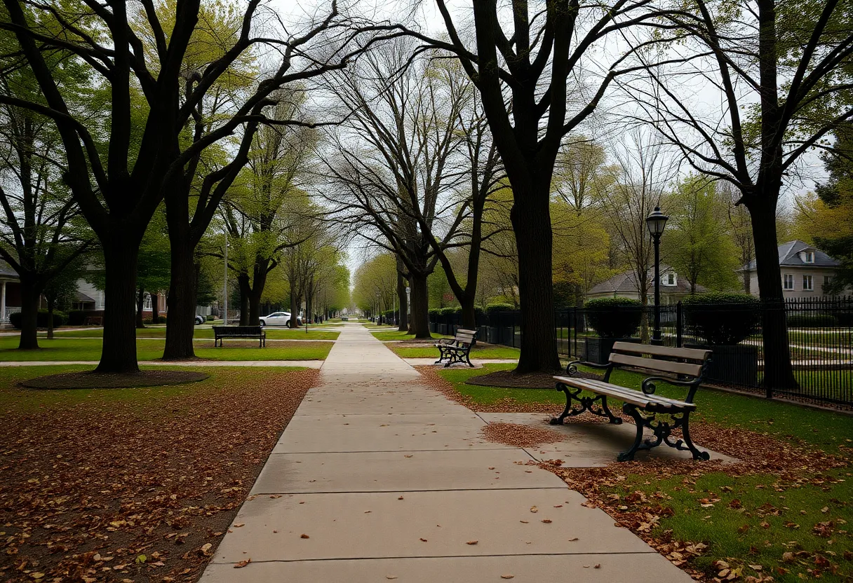 A peaceful view of Steele Street Park, highlighting the impact of a recent shooting.
