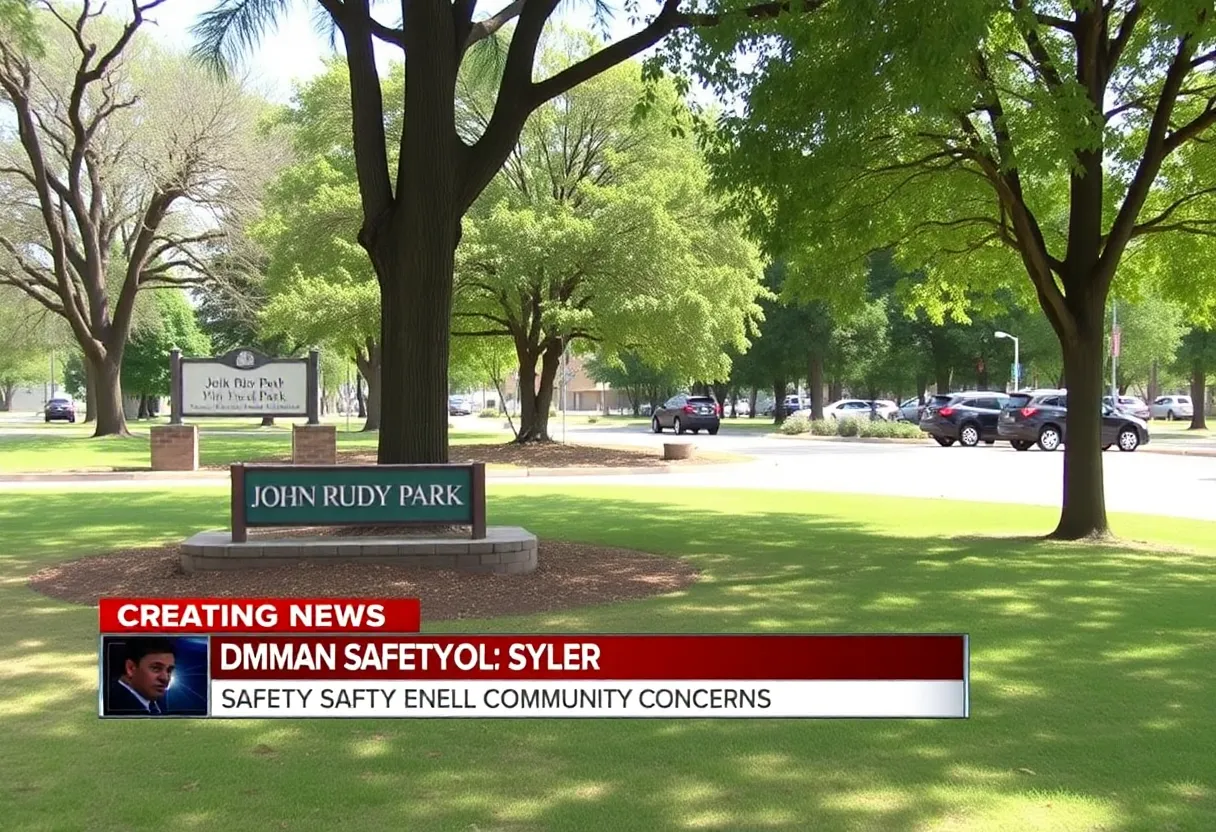 View of John Rudy Park showing the location of a recent vehicle break-in.