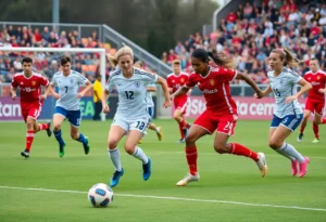 Teams playing soccer at Lancaster County Christian match