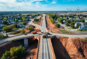 Construction site of Lancaster County road and bridge project