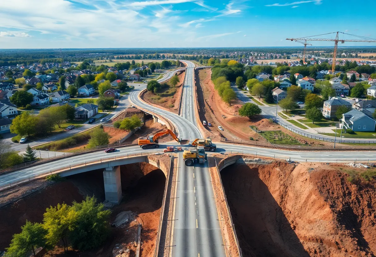 Construction site of Lancaster County road and bridge project