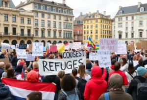 Community rally in Lancaster supporting Church World Service.