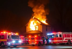 Fire burning on the roof of a house in Manheim Township