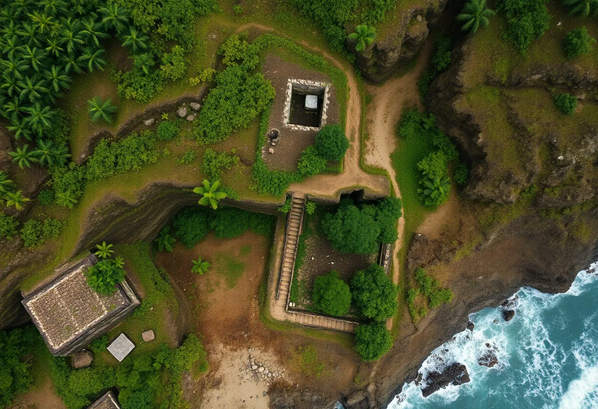 Aerial view of the archaeological site in St. Croix, depicting the search location for Maronberg.
