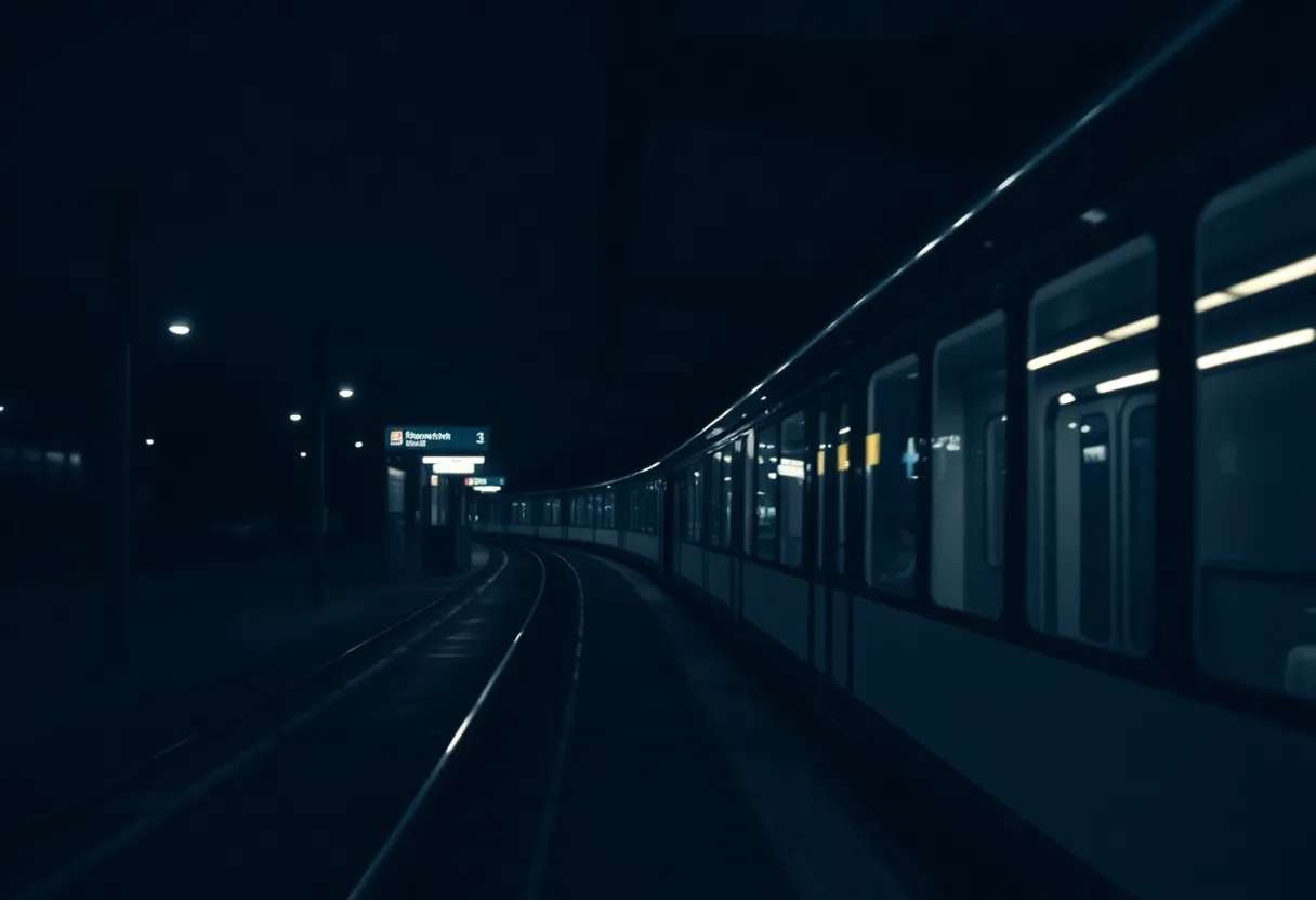 An illustration depicting mental health challenges at a light rail station.