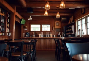 Interior of Middle James Brewing Company Rock Hill showing empty beer taps.